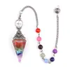2135-Artesanías de Cristal Transfronterizas Cristal Natural Piedra de Colores Bolsa de Red Tejida Pirámide Piedra Colgante Espiritual Set