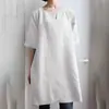 Amazon 2022 Camiseta Casual Artística de Lino de Color Sólido para Mujer con Estampado WISH Chino de Cuello en V y Parte Inferior de Camisa Holgada