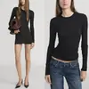 DestacadoYuran 26 Colección Primavera/Verano Nueva Camisa de Manga Larga Ajustada Cuello Redondo Lujo Sencillo Algodón Pima Retorcido Ultra Fino