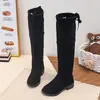Novas Botas Femininas Outono/Inverno 2026 Botas de Camurça Acima do Joelho Estilo Coreano Infantil Cor Sólida Slip-On Botas Cano Longo