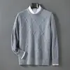 Suéter masculino grosso de veludo Andy com gola redonda para outono e inverno, malha masculina moderna urbana para negócios leves, manga longa, tamanho grande