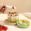 Vaso Transparente para Ensalada de Frutas con Apertura Amplia, Sello a Prueba de Fugas y Juego de Cucharas, Adecuado para Comidas Ligeras, Pérdida de Peso, Fitness y Vasos de Fruta para Picnic