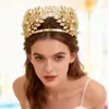 Venta Caliente Transfronteriza Moda Europea y Americana Estilo Barroco Diadema Nupcial de Hojas Corona de Joyería de Perlas Oro