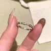 Anillo de Plata de Ley S925 Tachonado con Diamantes para Mujer, Estilo Vintage de Lujo Ligero, Diseño de Nicho de Gama Alta, Popular en Xiaohongshu