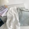 Camiseta básica blanca de algodón estilo coreano con abertura para mujer Primavera engrosada estilo holgazán apilado suelta versátil manga larga moda