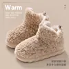 Botas de neve de cano alto femininas de inverno para casa quentes para maternidade pós-parto com veludo extra, espessas, sola grossa, antiderrapantes, sapatos de algodão, vestuário externo feminino