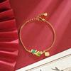 Pulseira de ouro areia vietnamita com esmalte colorido, pingente de óleo, borla de koi, pulseira de personagem ji, joias femininas nacionais de longa data sem cor