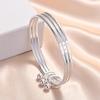 Pulsera de Plata Sansheng III para Mujer Cerrada Sólida Tres Anillos Campana Pulsera del Día de San Valentín Tendencia de Moda Regalo