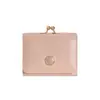 Billetera Corta de Metal Redonda Simple Retro para Mujer con Acabado de Alta Gama, Color Sólido, Múltiples Ranuras para Tarjetas, Clip Plegable, Billetera para Monedas