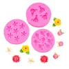 3 Mini Moldes de Silicona para Fondant de Flor de Rosa, Decoración de Chocolate DIY, Herramientas para Hornear Pasteles, Moldeo de Resina