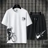 Moda de Verano para Hombre Nuevo Traje de Seda de Hielo de Marca Trendy Ins Casual Verano Versátil Camiseta Holgada Juvenil para Hombre