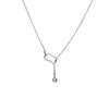 Cadena de suéter de cuentas de plata minimalista para mujer, estilo Ins moderno, diseño de nicho simple, collar de cadena geométrica hueca para sudadera