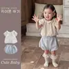 Traje de Verano Fino de Manga Corta para Niña, Camiseta Floral para Bebé Niña, Conjunto de Dos Piezas de Algodón Puro Clase A para Niña, Ropa Infantil Súper Linda