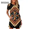 Comercio exterior transfronterizo vestido retro para mujer casual manga corta cuello redondo holgado verano impresión digital 3D explosión