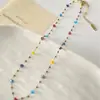 Collar de Cuentas Colorido Dulce de Dopamina, Gargantilla de Diseño de Nicho Fresca y Simple, Cadena Versátil para Clavícula Estilo Dulce y Fresco