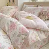 Conjunto de cama de quatro peças 100% algodão, algodão puro, novo estilo 2026, design fresco e simples, adequado para quartos de dormitório, inclui lençol de baixo e capa de edredom, conjunto de três peças, para todas as estações