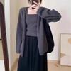 Cárdigan de punto suelto y suave de estilo coreano, chaleco con tirantes, dos piezas, otoño e invierno, nuevo suéter suave antiedad de estilo occidental.