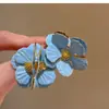 Nuevos Pendientes de Botón de Flor Esmaltada Azul Vintage 2025, Pendientes Exagerados, Versátiles, de Gama Alta, Pendientes de Nicho