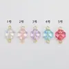 Colgante de trébol de cuatro hojas de vidrio con degradado transparente, colgante individual o doble, accesorios para pendientes y collares DIY hechos a mano, al por mayor