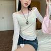 Blusa Americana Spice Girl Hombro Manga Larga Verano Delgada Patrón de Estrellas Diseño Protector Solar Camiseta Top Trendy INS