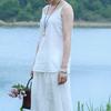 Camisola Básica Blanca Shanzizai Suave de Algodón Manga Corta 60407 Versátil Estilo Corto Literario Retro
