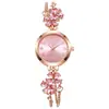 Pulsera de Flores de Nuevo Estilo Transfronteriza, Pulsera de Alta Gama Incrustada con Diamantes, Reloj Ajustable para Mujer, Cadena de Reloj de Estilo Retro de Lujo Ligero