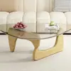 Mesa de centro de vidro para salas pequenas, minimalista moderna nórdica transparente triangular criativa redonda mesa de chá