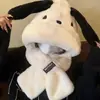 Lindo Sombrero de Oso de Peluche Bufanda para Estudiante Todo en Uno para Mujer Invierno a Prueba de Viento Protección para las Orejas Cálido con Forro Polar Bufanda para el Cuello Gorro para Ciclismo