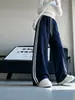 Pantalones Deportivos de Rayas Anchas de Pierna Ancha para Niñas, Cintura Alta, Holgados, Casuales, Corte Amplio, Longitud al Suelo, para Niños Mayores, Nueva Colección Primavera y Otoño 2026
