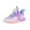 Zapatos para Niñas de 6 a 12 Años 2026 Primavera/Otoño Nuevos Superficie de Cuero Resistentes al Desgaste Botón Giratorio Zapatos para Correr Zapatos Deportivos para Niños Modernos