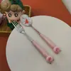Animales de dibujos animados acero inoxidable cuchara Tenedor traje creativo niños cerámica cuchara palillos conveniente vajilla tres piezas conjunto cinturón exterior
