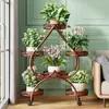 Suporte de Rack de Armazenamento de Vasos de Flores para Interior de Casa Suporte de Flores Sala de Estar de Chão Móvel com Rodas Varanda Multi-Camadas de Ferro Forjado Vasos de Flores