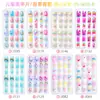 Uñas Postizas Autoadhesivas de Color Sólido y Degradado Parches Pequeños para Uñas Parches Adhesivos para Uñas para Niños Set de Parches para Uñas Portátiles para Niños