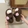 Pantuflas de Medio Pie Baotou Gato KT Lindas Otoño/Invierno Interior/Exterior Hogar Suela Engrosada Pantuflas de Algodón Para Mujer Usar Gruesas Cálidas Negras