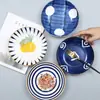 Estilo Nórdico Plato de Cena Cerámico Plato de Plato Uso Doméstico Pintado a Mano Comida Occidental Cubiertos para Filete Desayuno Japonés Redondo Simple