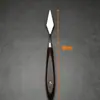 Raspador de pintura al óleo altamente elástico, cuchillo para mezclar colores de pintura acrílica artística, raspador de pintura de acero inoxidable individual con mango de madera