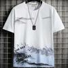 Camiseta fina simples masculina de manga curta 2024 nova solta gola redonda verão ins moda estilo Hong Kong estudante masculina banca atacado