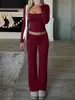 Conjunto de Dos Piezas para Mujer: Top Casual de Punto de Manga Larga Color Sólido con Cuello Cuadrado y Pantalones Casuales, Nuevo Estilo Europeo y Americano Otoño/Invierno 2026 Transfronterizo