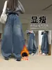 Calça jeans forrada com fleece para meninas, nova coleção outono/inverno 2026, calça casual larga de inverno espessa para crianças