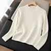 Ropa de punto acanalado vertical de cuello medio alto para niños de comercio exterior de otoño e invierno, suéter de color liso, elástico, corte ajustado, manga larga, unisex, top base para niños
