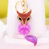 Chaveiro de Raposa da Coleção Coroa Cravejada de Diamantes para Carro, Pingente de Bolsa Feminina, Argola de Chaveiro de Metal, Presente Transfronteiriço, Atacado
