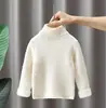 Suéter de Lã Macacão Infantil para Meninos e Meninas Outono e Inverno Novo Cor Sólida Versátil Suéter de Tricô Gola Alta Elástico Lã Top
