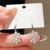 ¡Ruka Sombra Brillante! Aretes Gancho Flor Ovalada de Circonita Estilo Corte Francés Moda Exquisitos Aretes de Lujo Ligero para Mujer