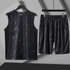 Traje de manga corta de seda de hielo para hombre, verano, camiseta para hombre transpirable de secado rápido, traje deportivo casual delgado de talla grande 1/2