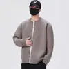 Chaqueta Cardigan de Punto de Alta Gama para Hombre en Primavera y Otoño Color Sólido Simple Holgada Casual Perezosa Cuello Baseball Chaqueta Suéter