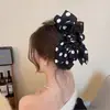 Pinza para el pelo de tela francesa suave con puntos de onda y lazo grande para la parte trasera de la cabeza de mujer, nuevo, de alta gama, pinza de tiburón, accesorio para el cabello