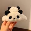 Presilha de cabelo fofa de pelúcia de panda para coque alto na parte de trás da cabeça, grampo de cabelo de desenho animado, clipe de tubarão, acessórios de cabelo, acessório de cabeça, Outono e Inverno, Novo