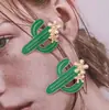Europa y Estados Unidos transfronterizos nuevos creativos personalidad moda simple tendencia cactus aleación aceite aretes versátiles