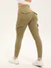 Calça de moda europeia e americana transfronteiriça, versátil, multi-bolsos, costura de ferramentas, elástica, cintura alta, justa nos quadris, para esportes, fitness, yoga