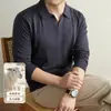 Suéter de lana de seda para hombre con cuello de gaviota, otoño 2026 nuevo, color liso, estilo old money, suéter base casual de punto para hombre
